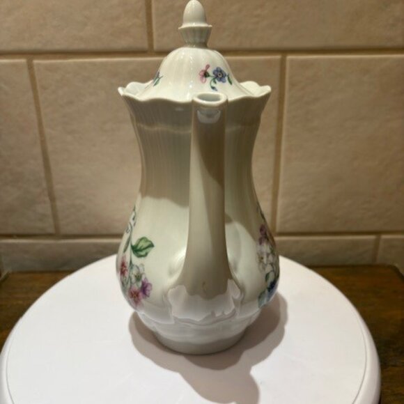 Vintage Walbrzych Tea Coffee Pot Server Garlandia Poland Porcelain Shabby 9.5" - Picture 2 of 6